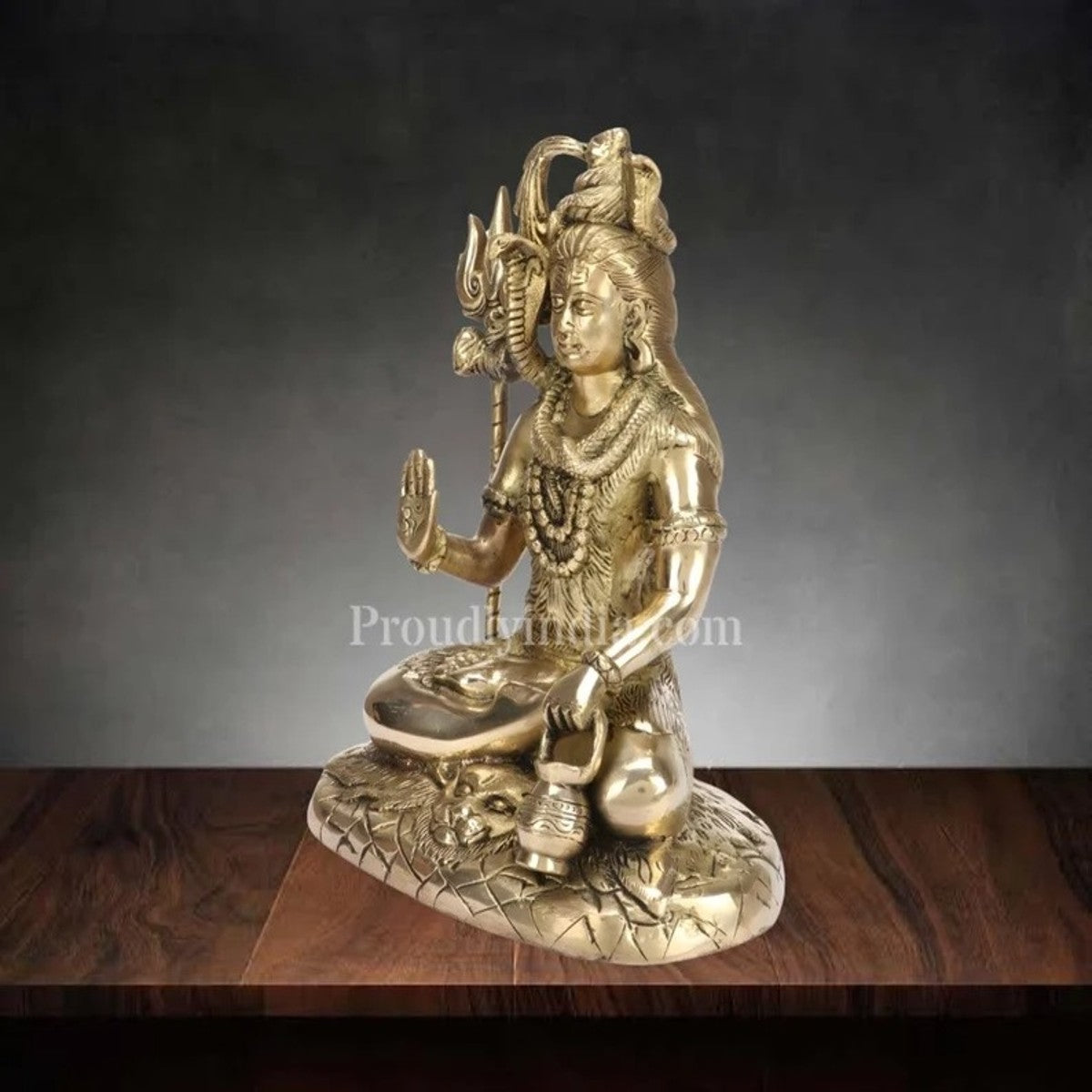 Om Namah Shivaya:10 Inch- Brass Lord Shiva Idol