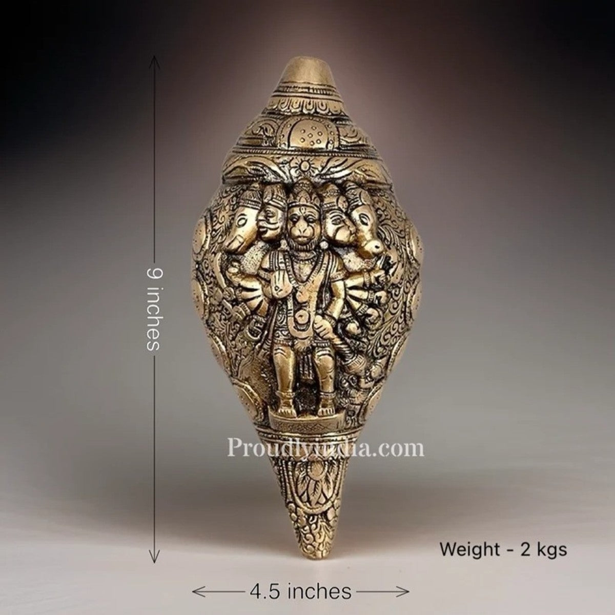 9" Brass Hanuman Shankh