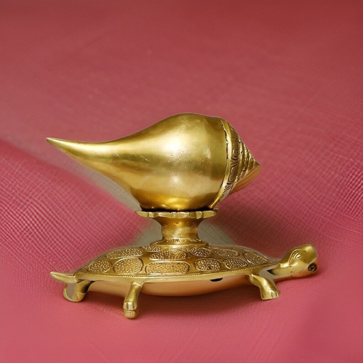 Brass Shankh on Tortoise Stand