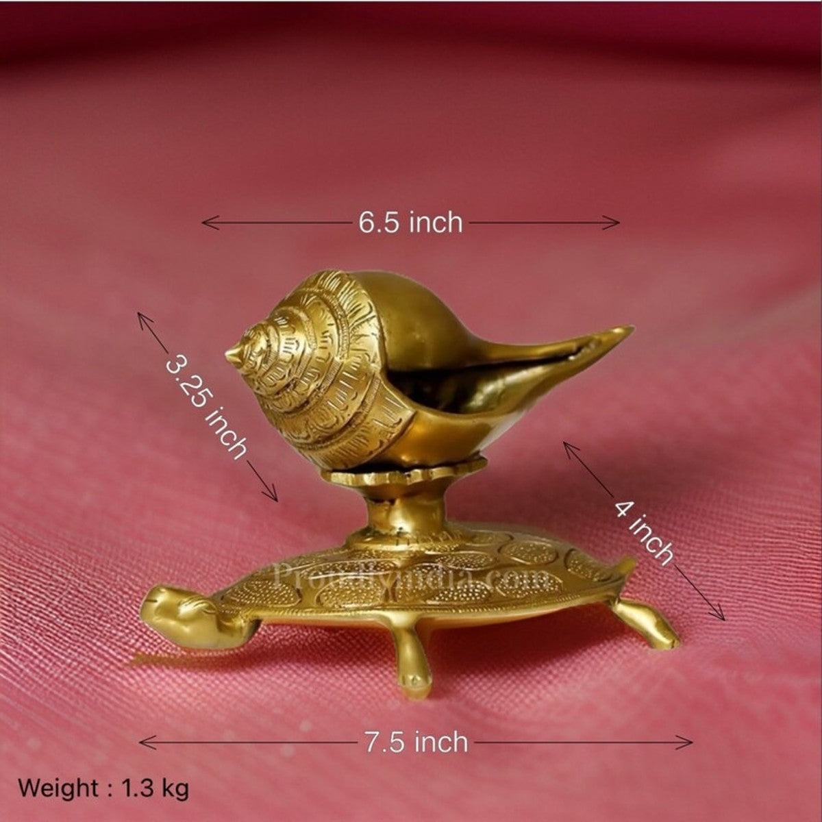 Brass Shankh on Tortoise Stand