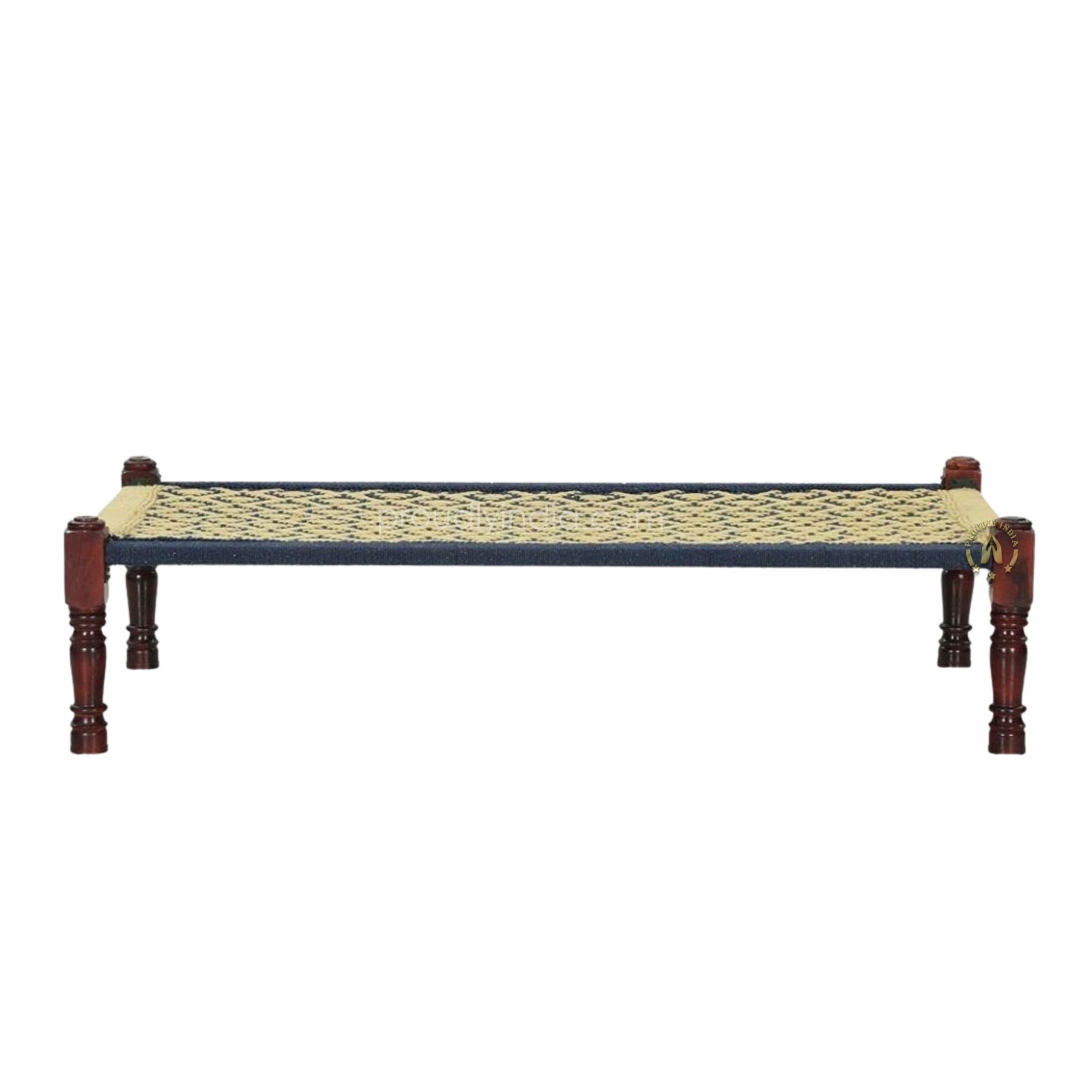 Yellow and Blue Handwoven Charpai