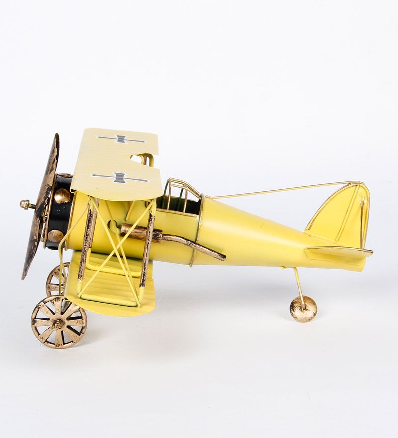 Retro Iron Yellow Military Aircraft Miniature Showpiece