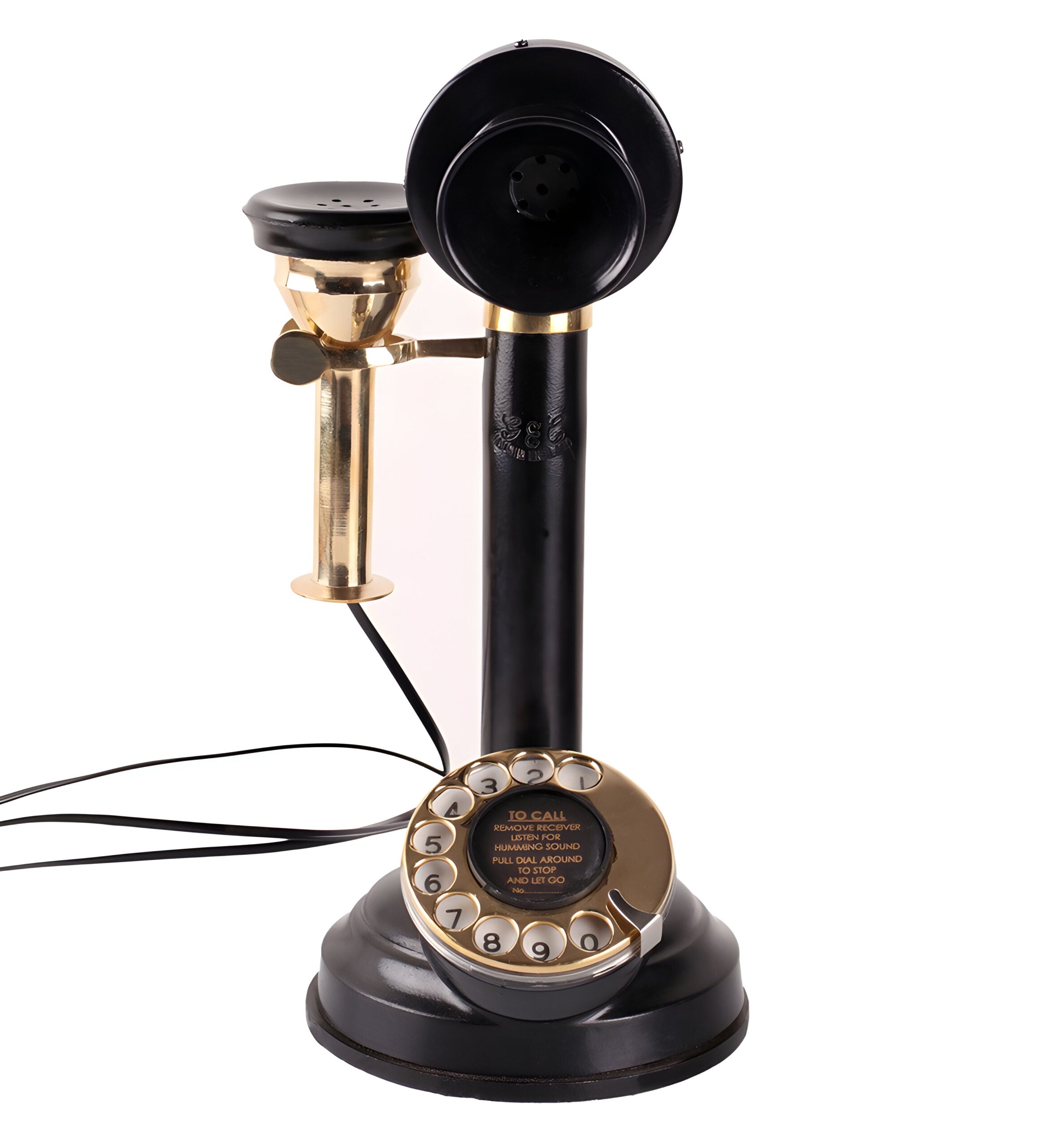 Black Metal Candle Stick Reto Telephone
