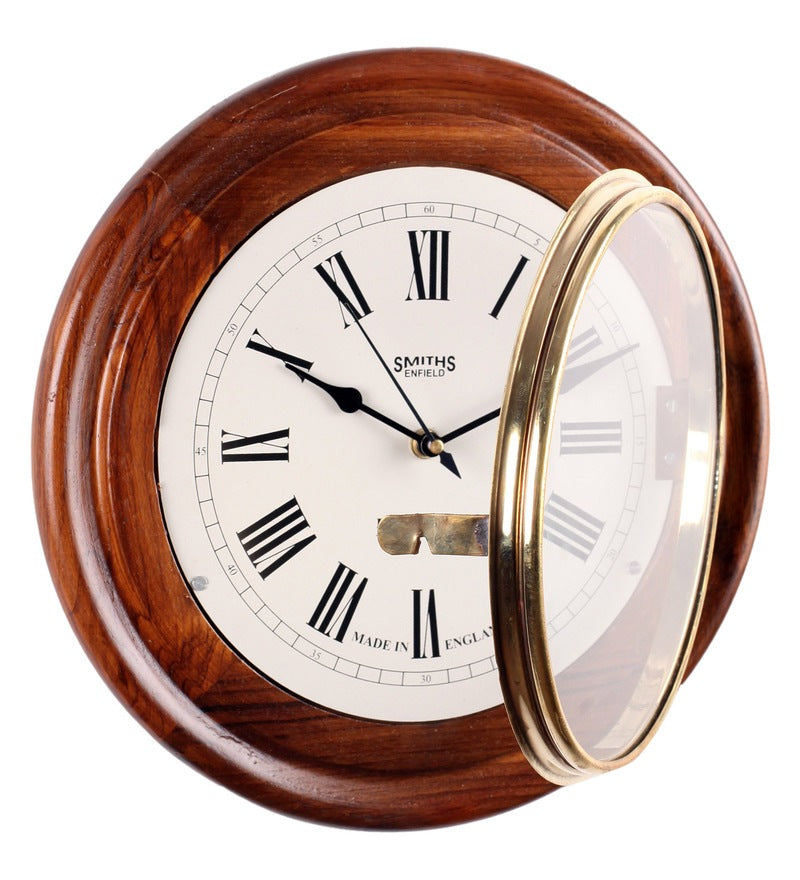 Solid Wood Vintage Open Close Wall Clock