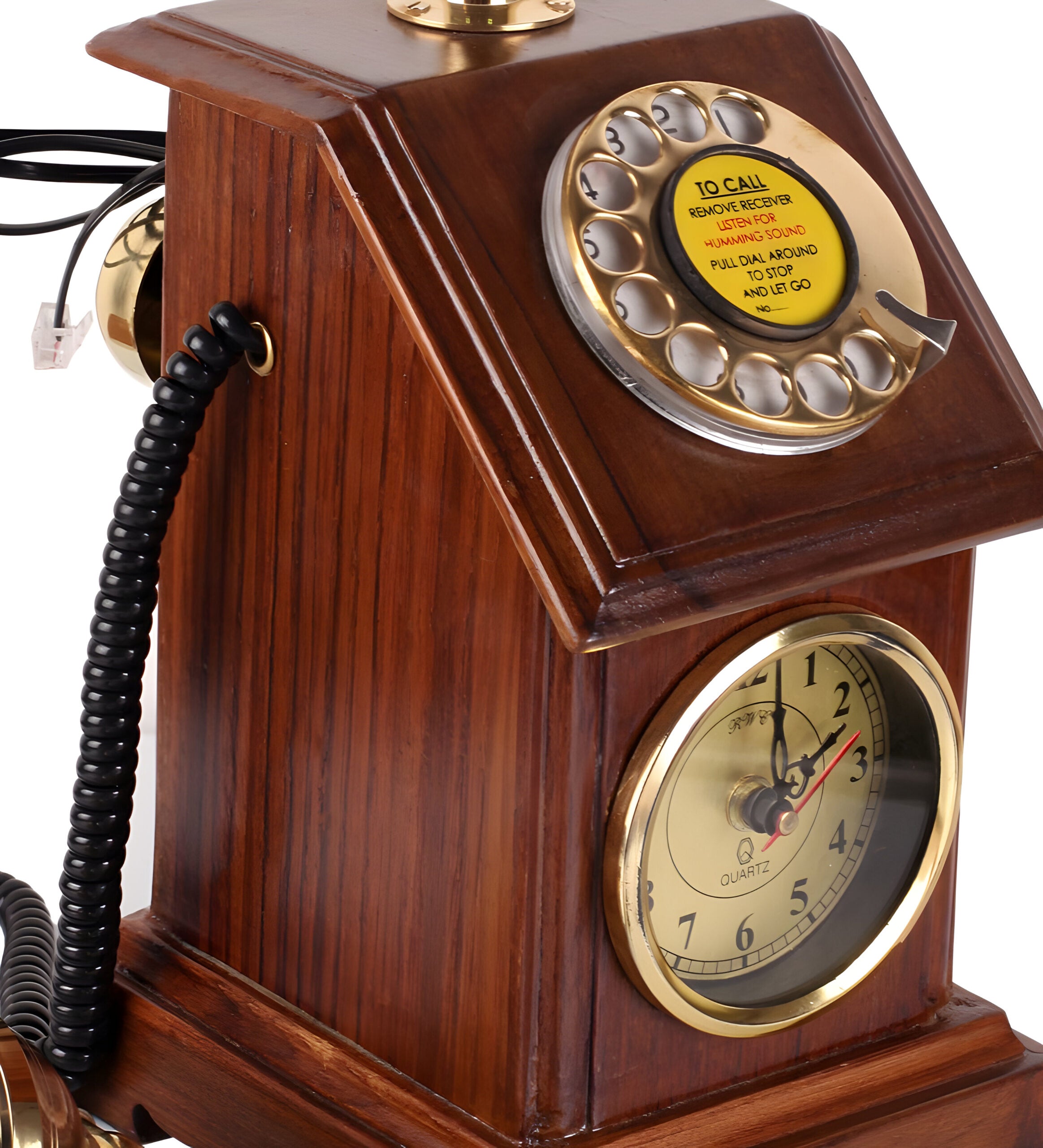 Retro Box Telephone With Clock