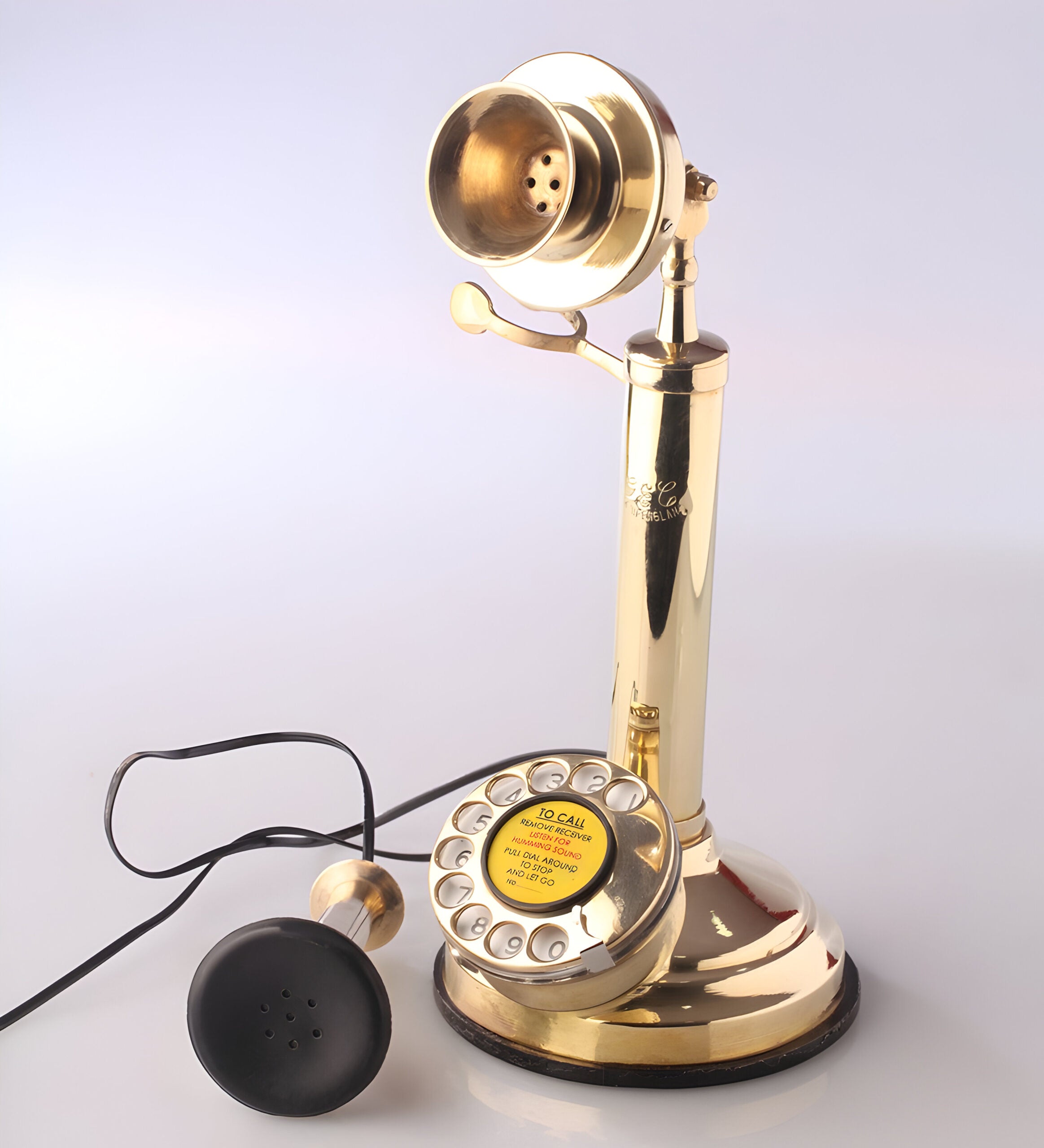 Gold Plated Brass Candlestick Telephone