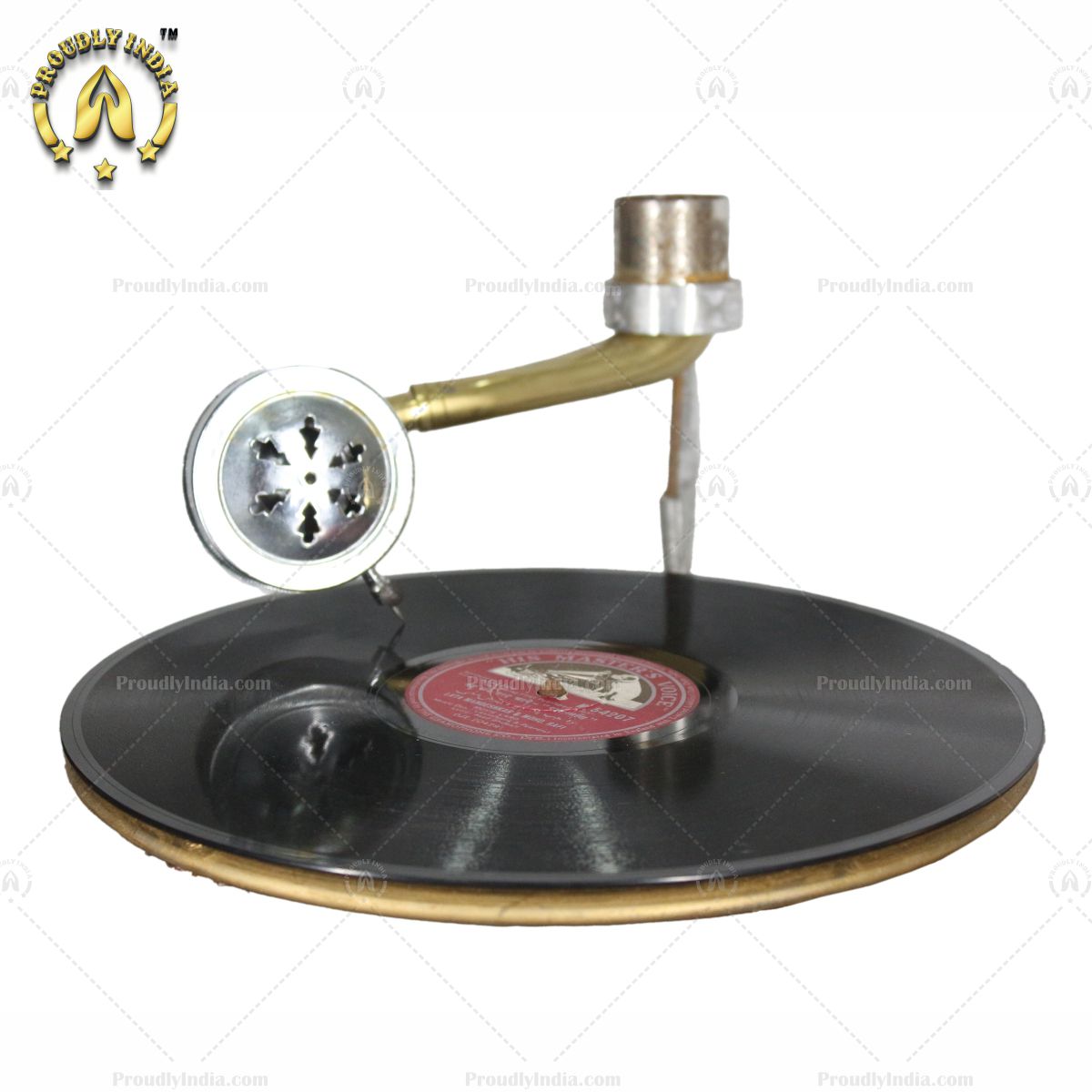 8 RPM Record Player With Designer Brass Horn