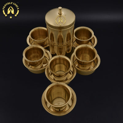 Pure Brass Coffee Filter With Set Of 6 Dabara