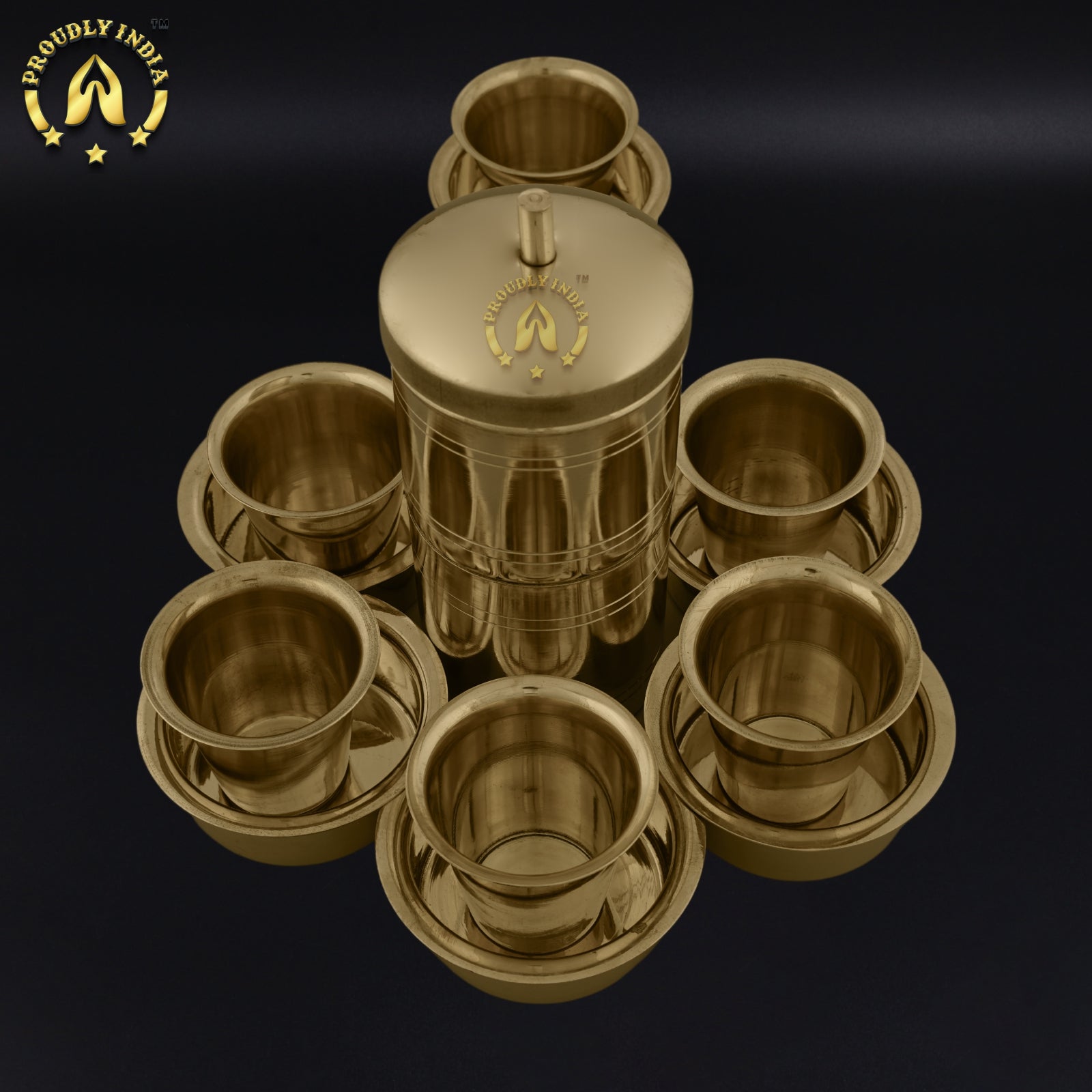 Pure Brass Coffee Filter With Set Of 6 Dabara