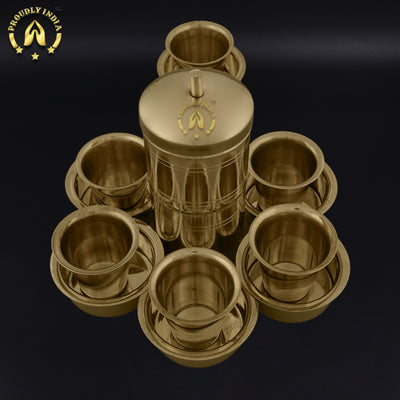 Pure Brass Coffee Filter With Set Of 6 Dabara