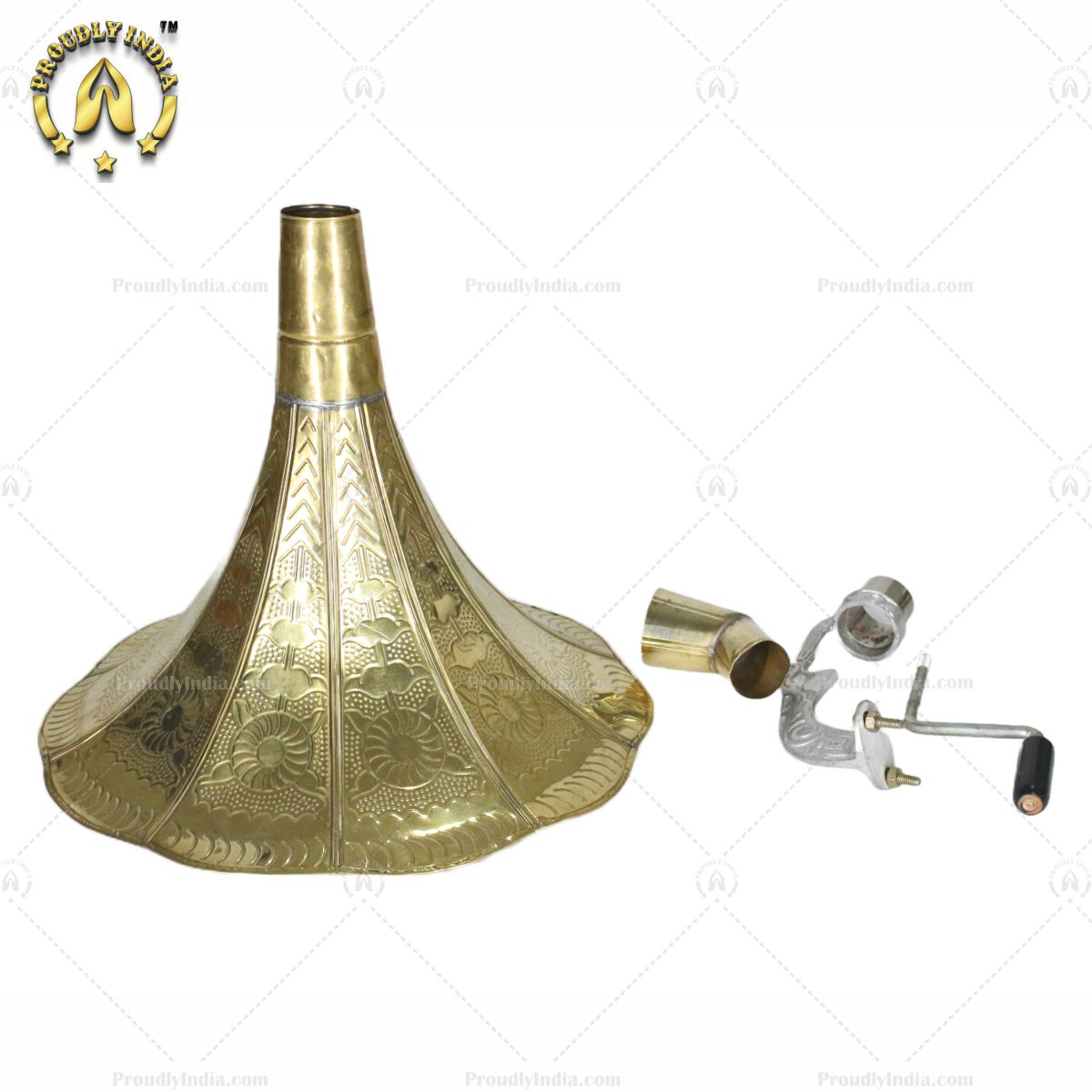 Floral Engraved Brass Horn