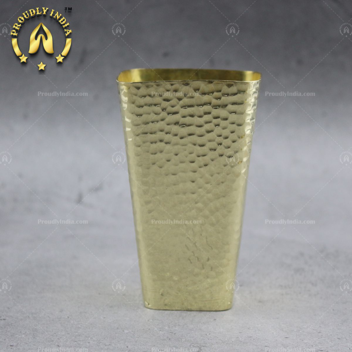 Square Brass Hammered Glass