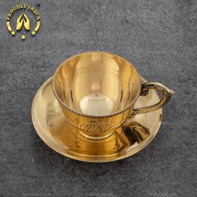 Set of 6 Brass Cup And Saucers