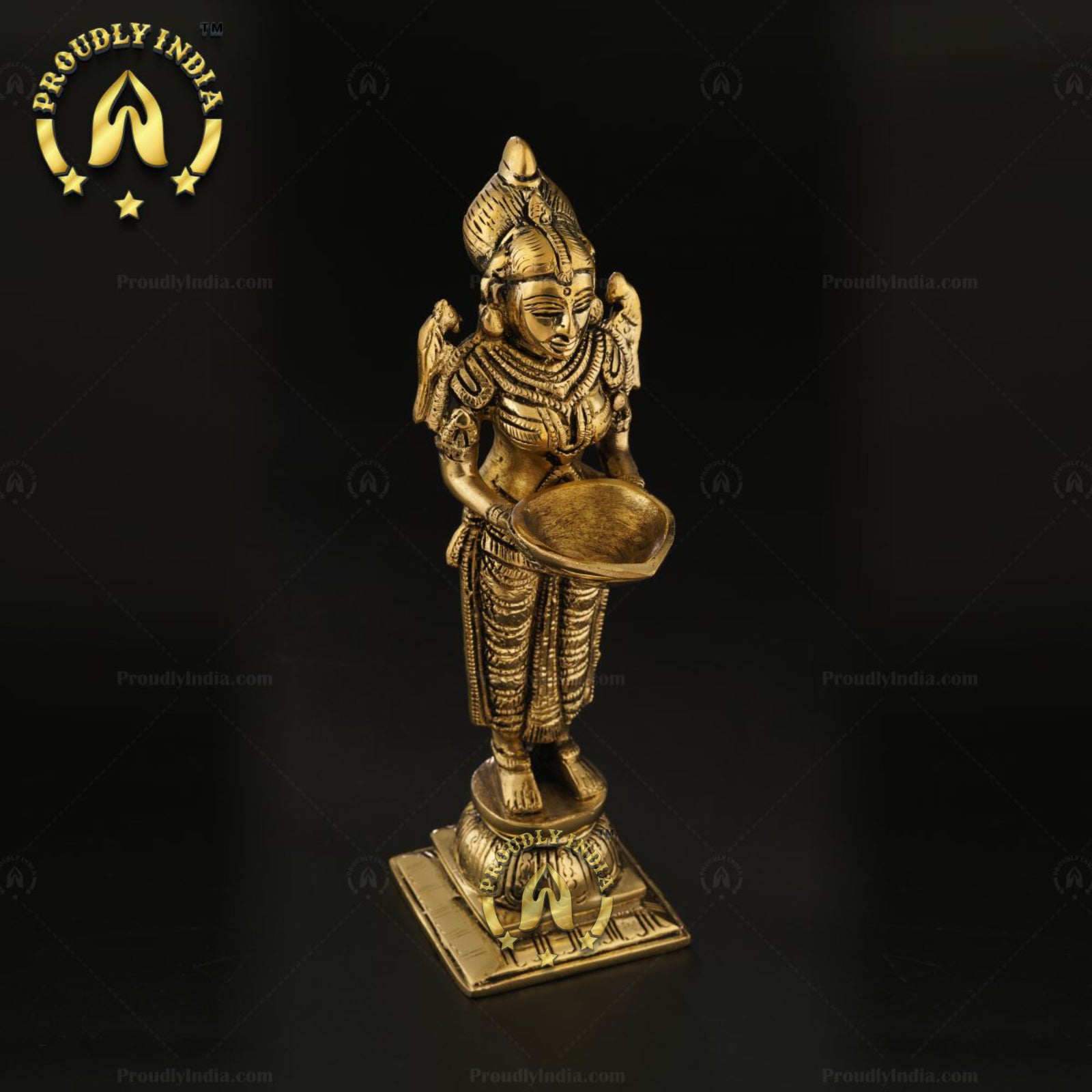 Laxmi Diya Lamp Indian Pure Brass Lady Wealth Statue