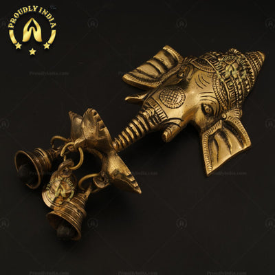 Brass Wall Hanging Ganesh Mask with Deepam