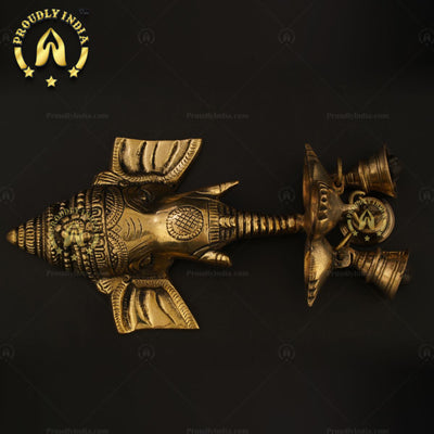 Brass Wall Hanging Ganesh Mask with Deepam