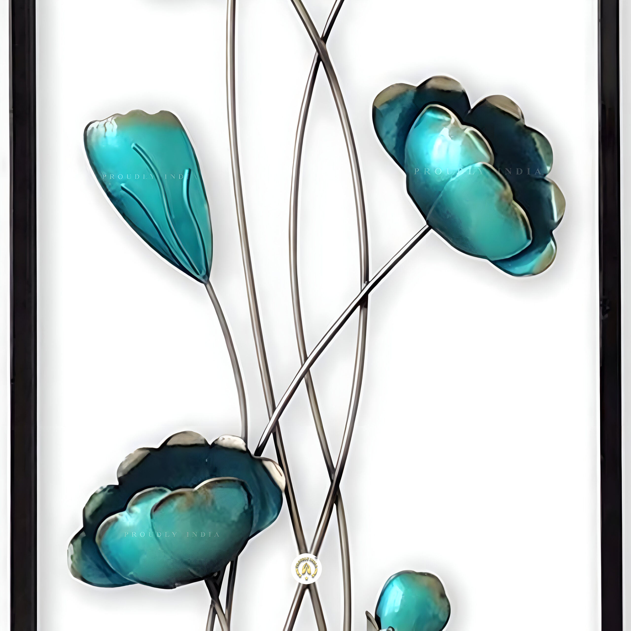 Aqua Bloom Harmony Metal Wall Art