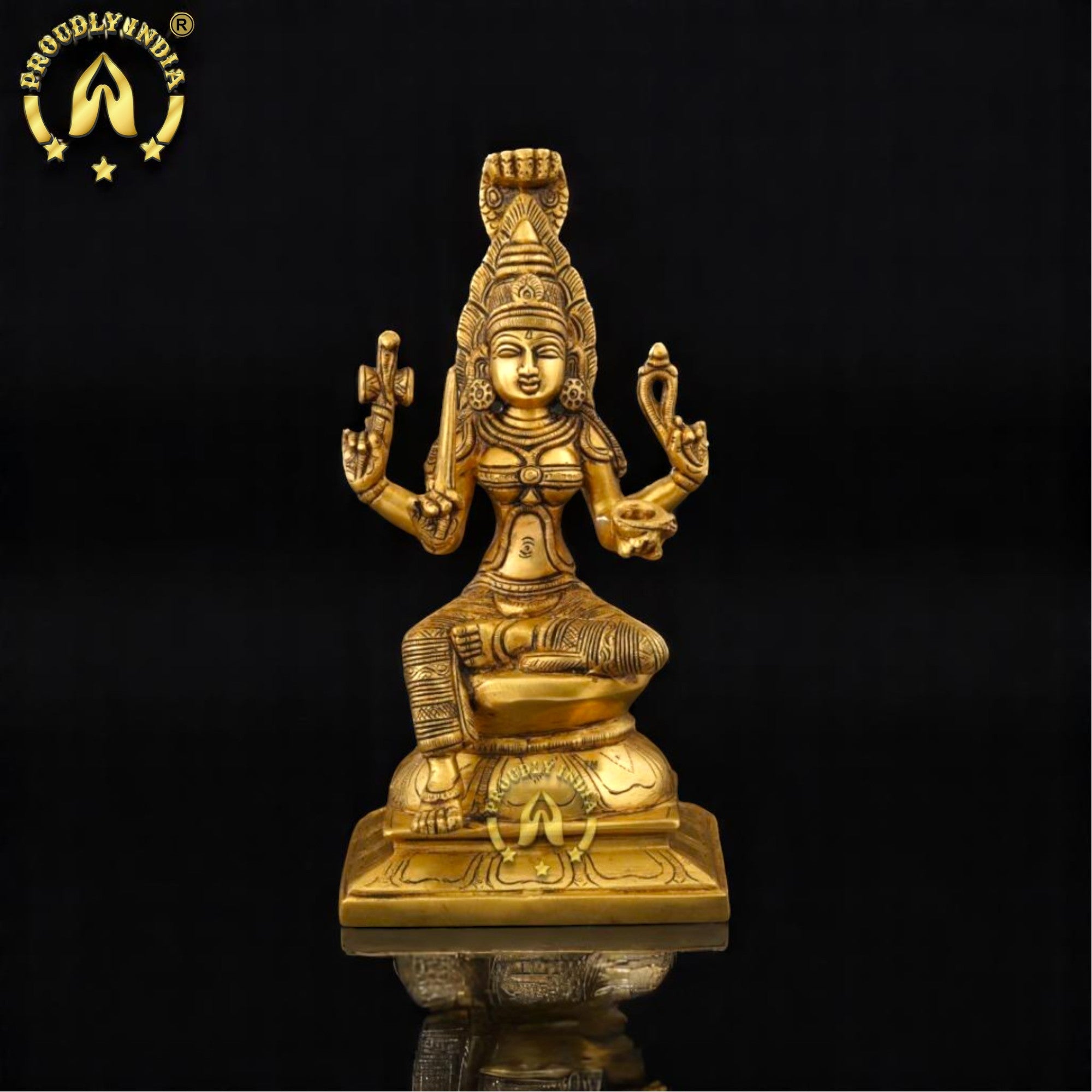 10" Goddess Mariamman Brass Statue