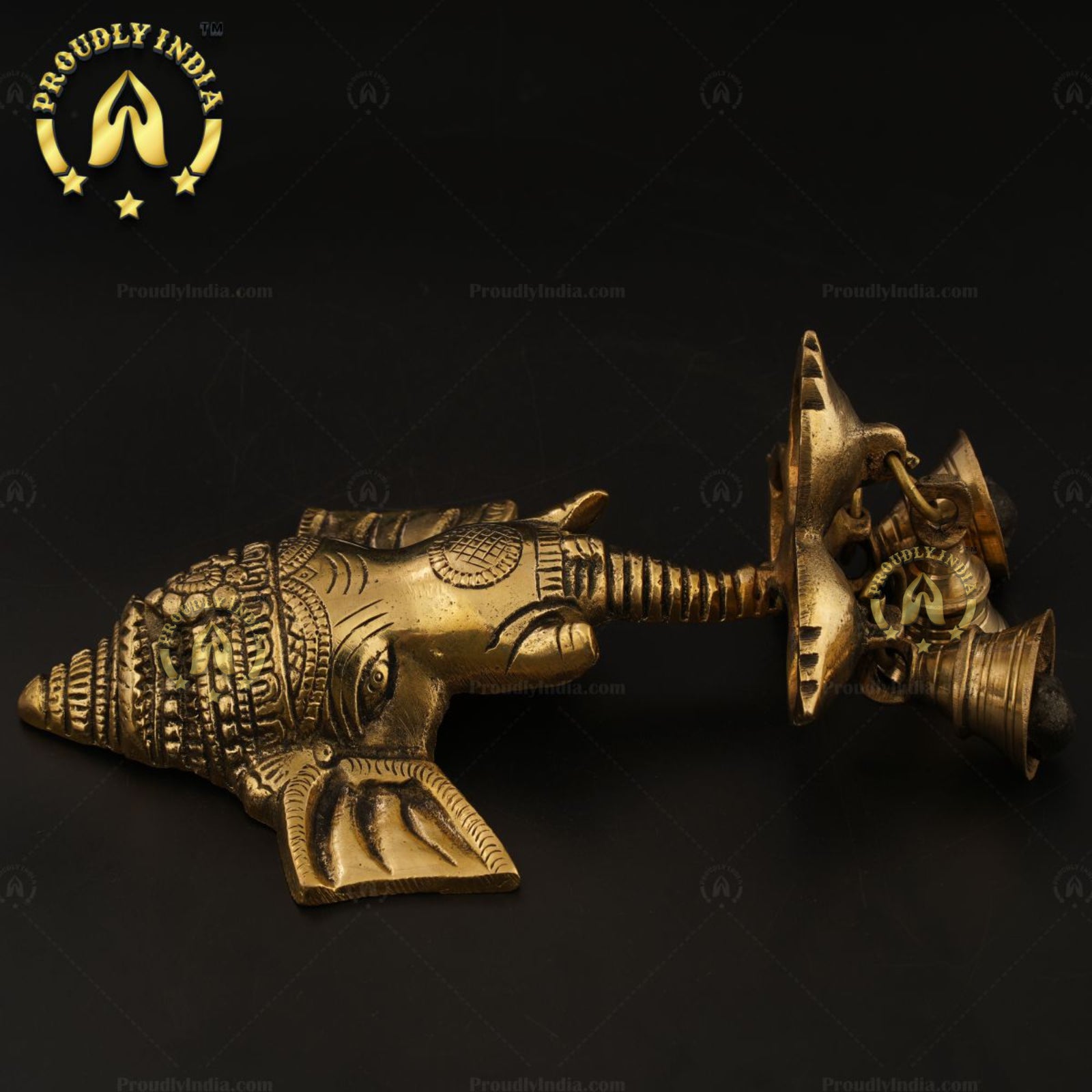 Brass Wall Hanging Ganesh Mask with Deepam