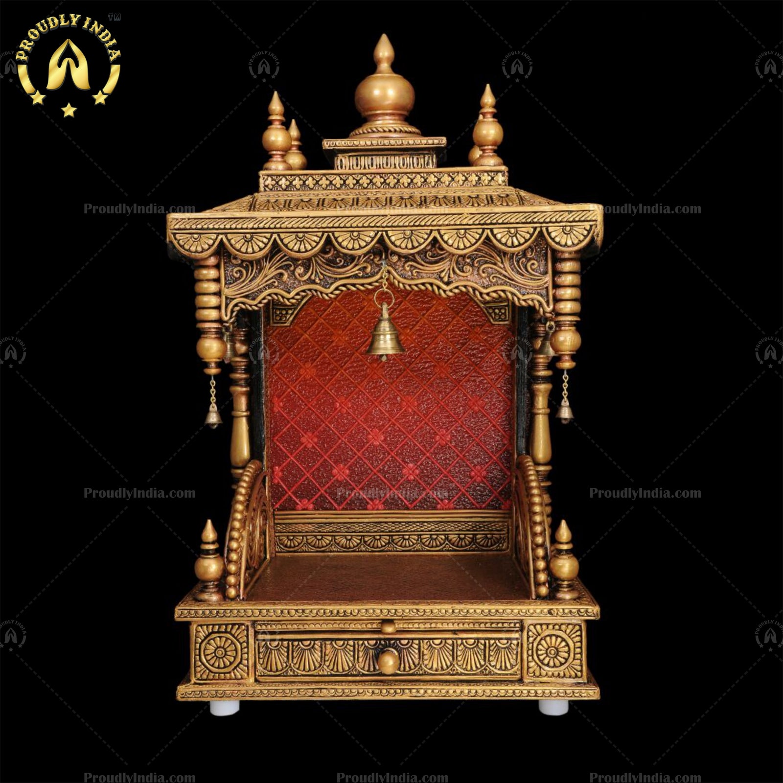 Antique Looking Handmade Home Wooden Pooja Temple | Prayer Shelf | Pooja Mandir Fully Hand Painted With Indian Artwork