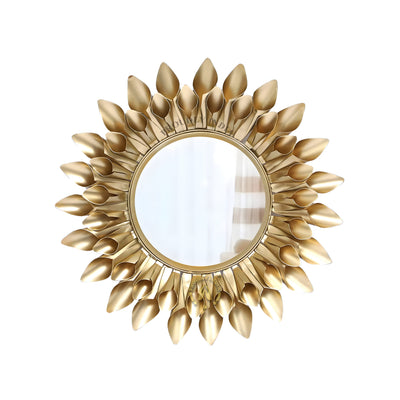Golden Bloom Aura Metal Wall Mirror
