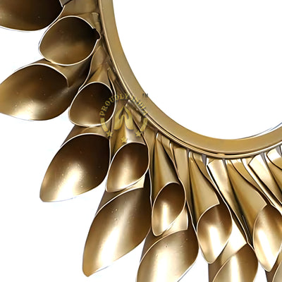 Golden Bloom Aura Metal Wall Mirror