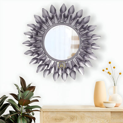 Golden Bloom Aura Metal Wall Mirror