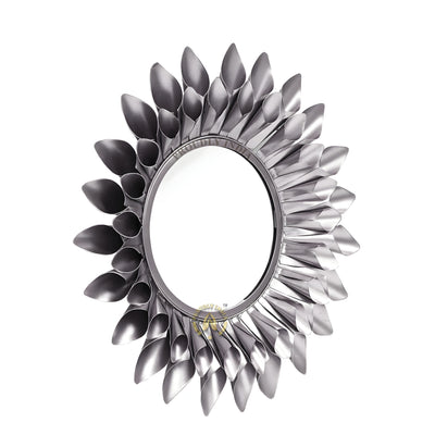 Golden Bloom Aura Metal Wall Mirror