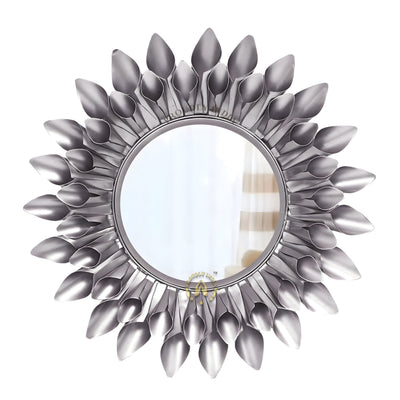 Golden Bloom Aura Metal Wall Mirror