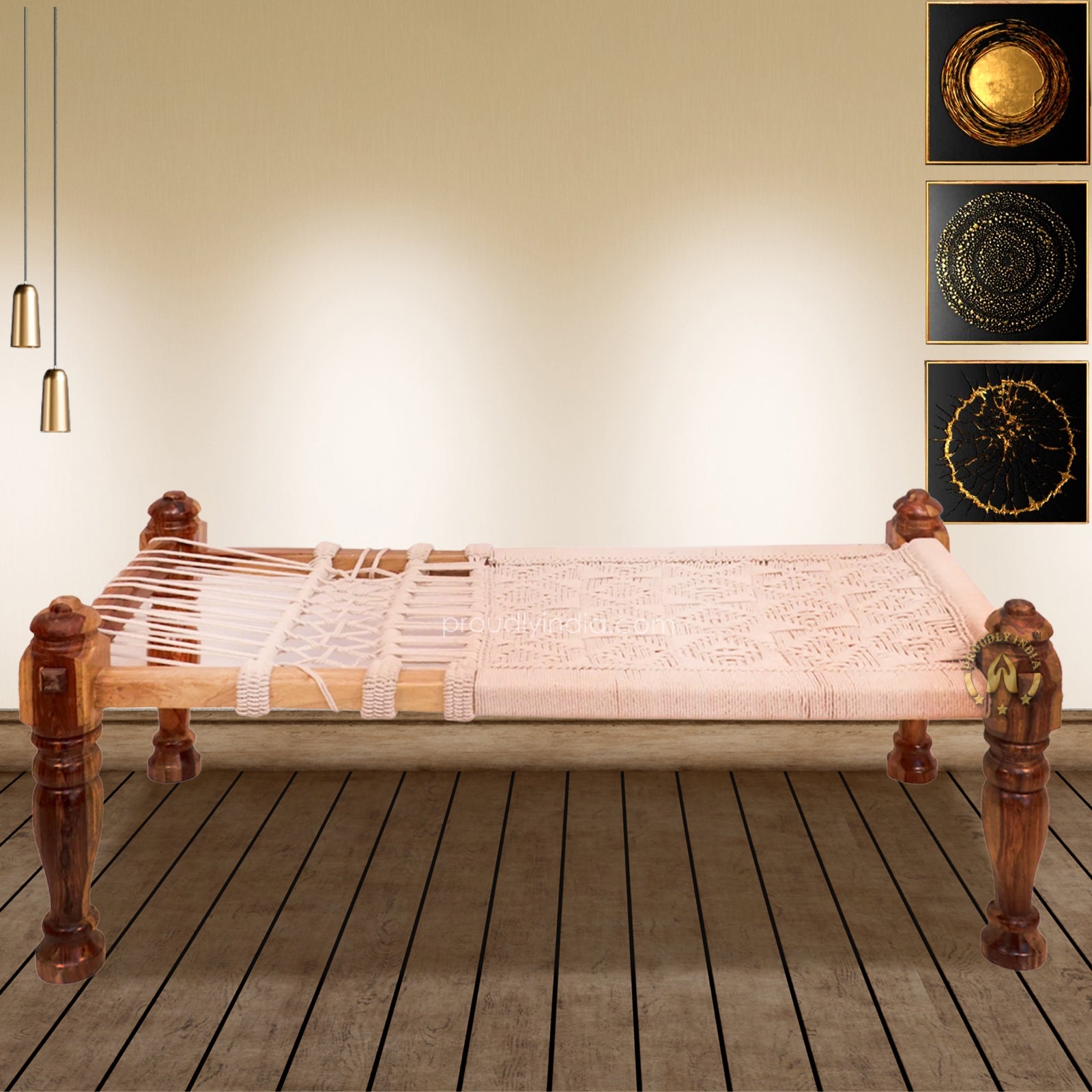 Wooden Handwoven Khatiya Bed