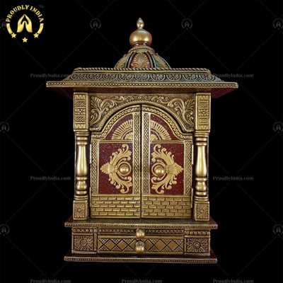 Buy Online Small Golden Door Mandir,Temple,Mandir, Pooja Ghar, Mandapam For Worship, Handmade Hand Painted, Traditional Indian Style