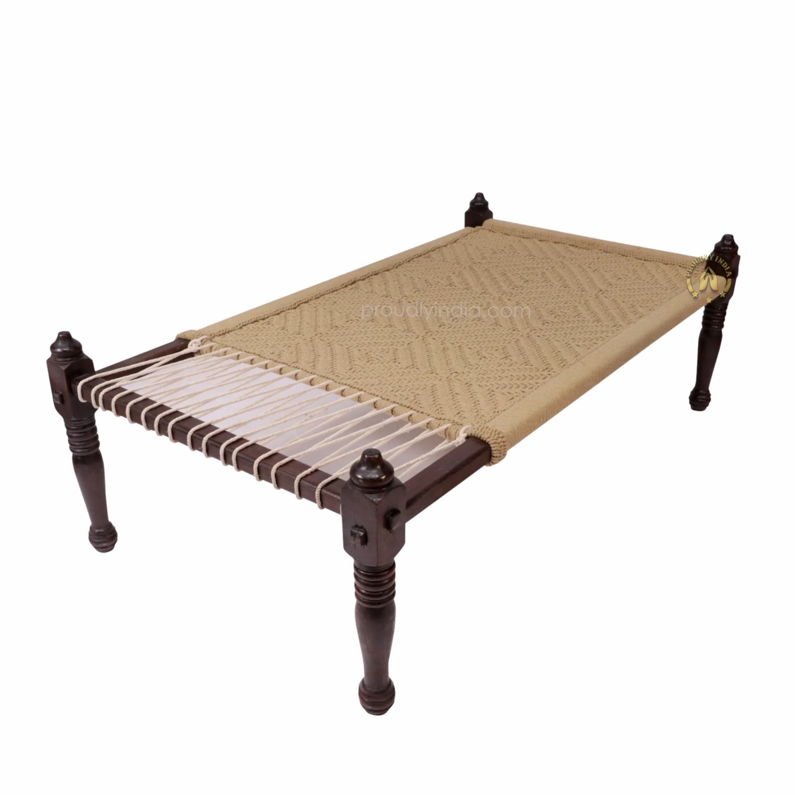 Wooden Beige Handwoven Charpai Daybed