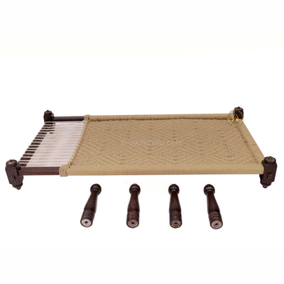 Wooden Beige Handwoven Charpai Daybed