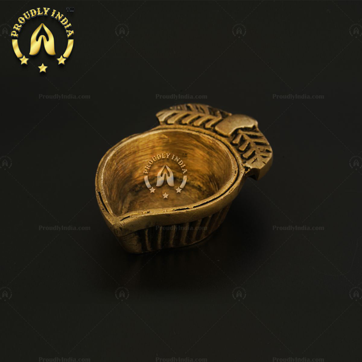 Set of 2 Brass Mango Shape Diya in Antique Finish.