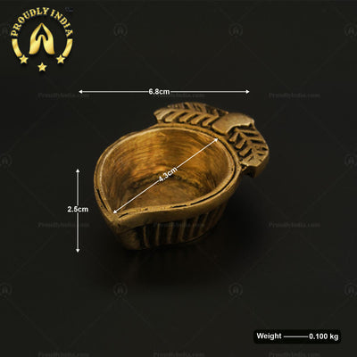 Set of 2 Brass Mango Shape Diya in Antique Finish.