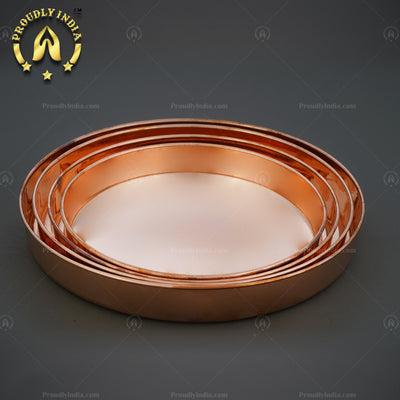 Set of 4 Luxury Plain Copper Dinner Plates