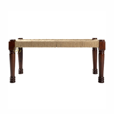 Modern Style Jute and Wood Bench