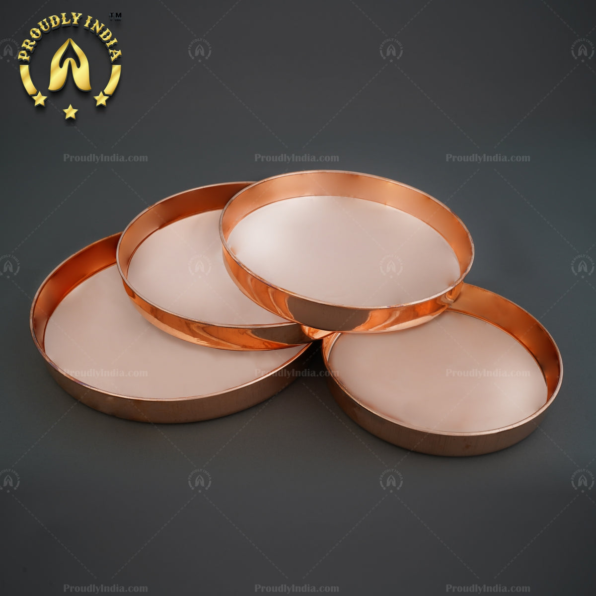 Set of 4 Luxury Plain Copper Dinner Plates