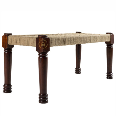 Modern Style Jute and Wood Bench