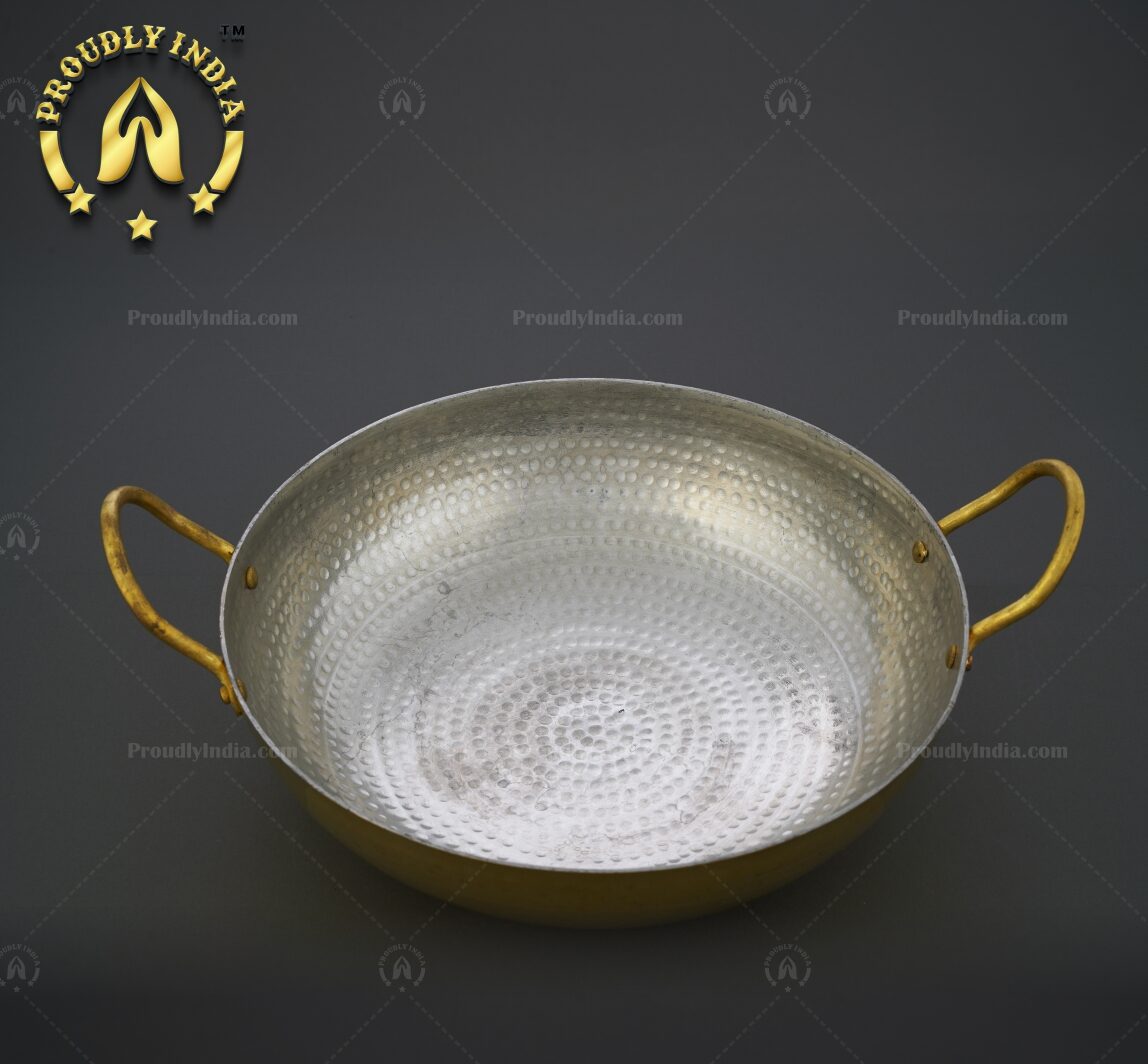 Brass 12" Classic Deep Kadhai With Tin Coating