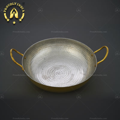 Brass 12" Classic Deep Kadhai With Tin Coating