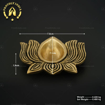 Set of 12, Brass Diwali Decoration Lotus Kamal Oil Diya.