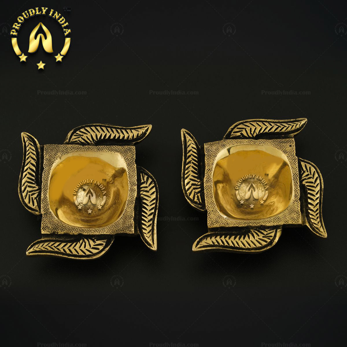Set of 12 Brass Holy Swastik Shape Diya