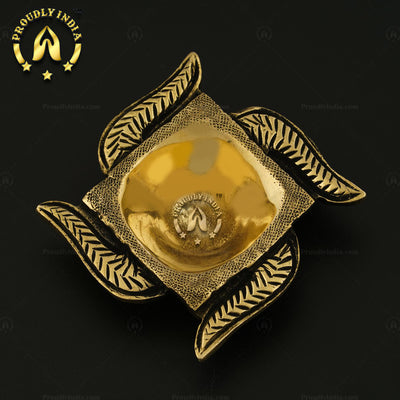 Set of 12 Brass Holy Swastik Shape Diya