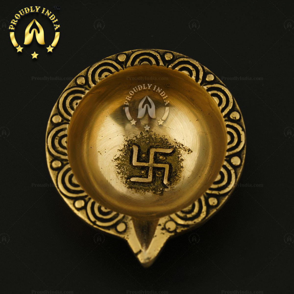 Set of 12 Swastik Laxmi Brass Diya