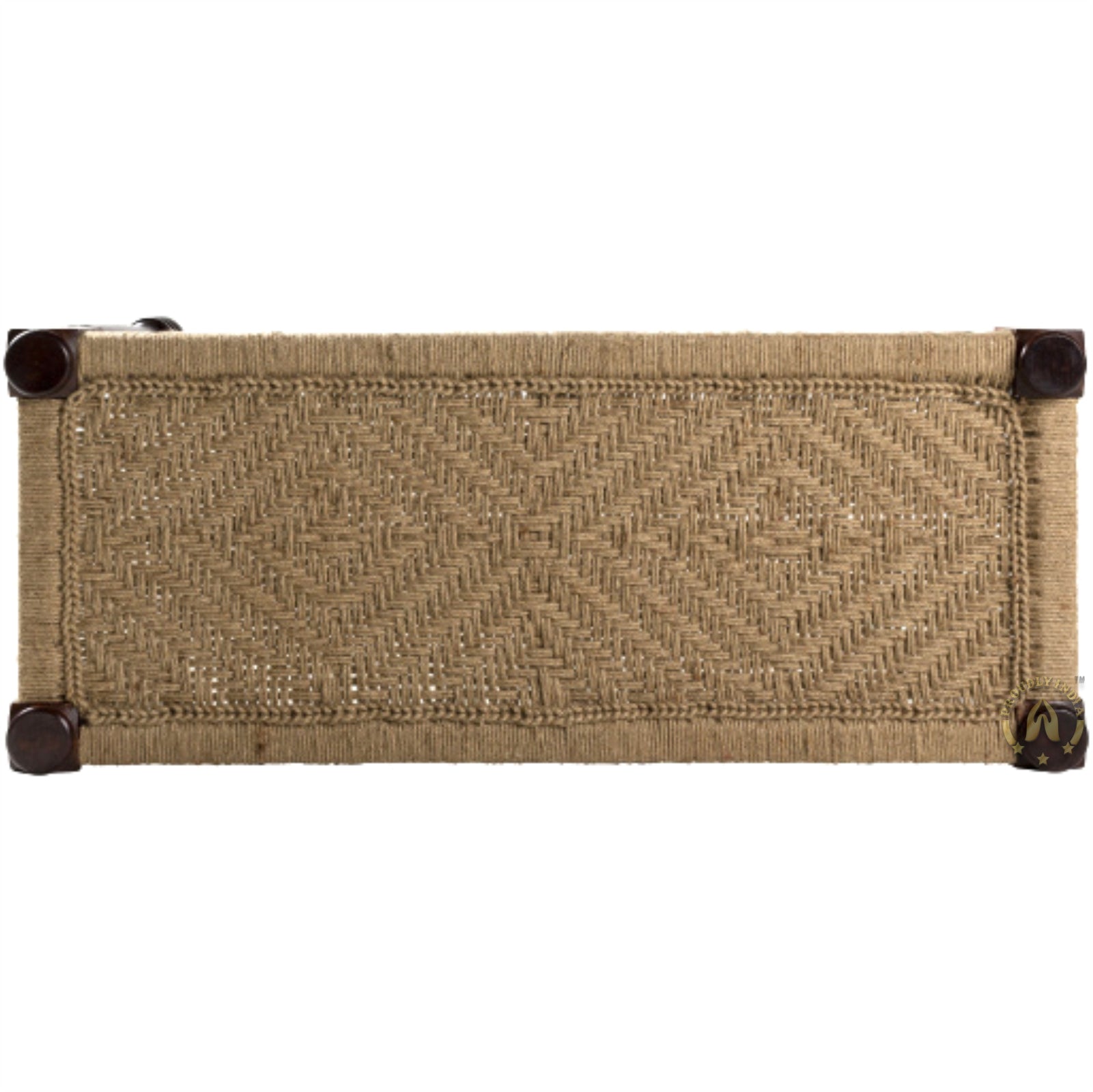 Modern Style Jute and Wood Bench