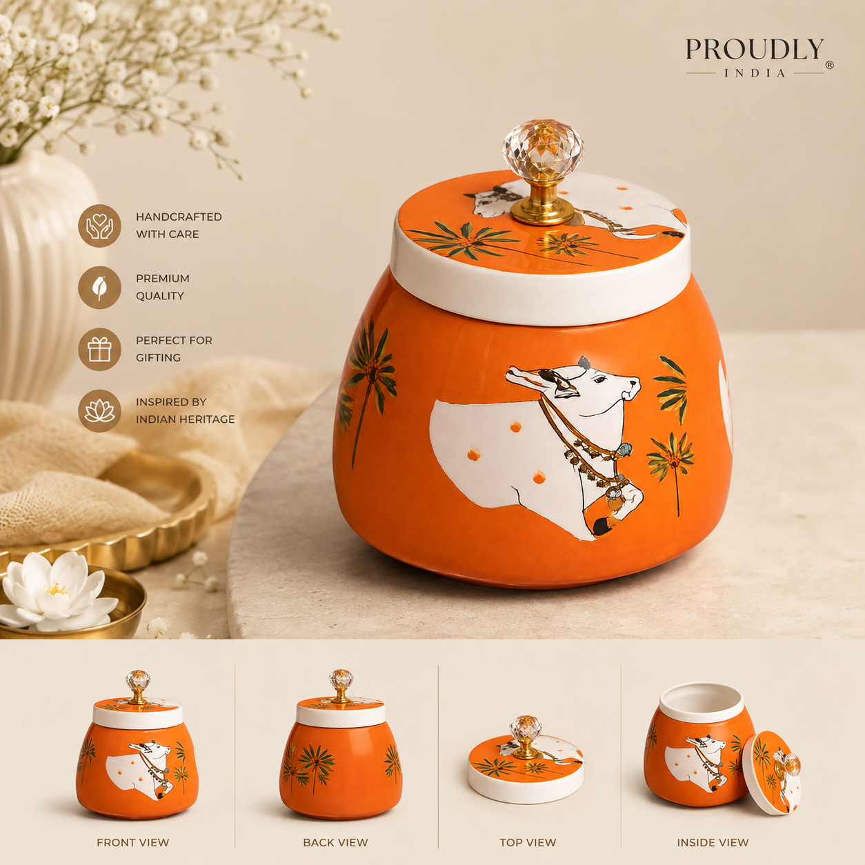 5" Orange Pichwai Jar ( Set of 25 )