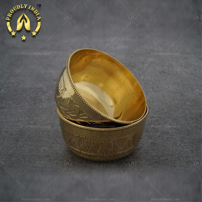 Set Of 2 Engraving Brass Bowl | Vati