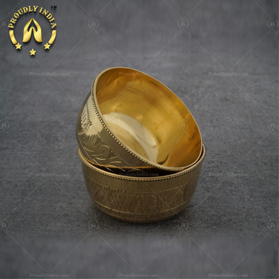 Set Of 2 Engraving Brass Bowl | Vati