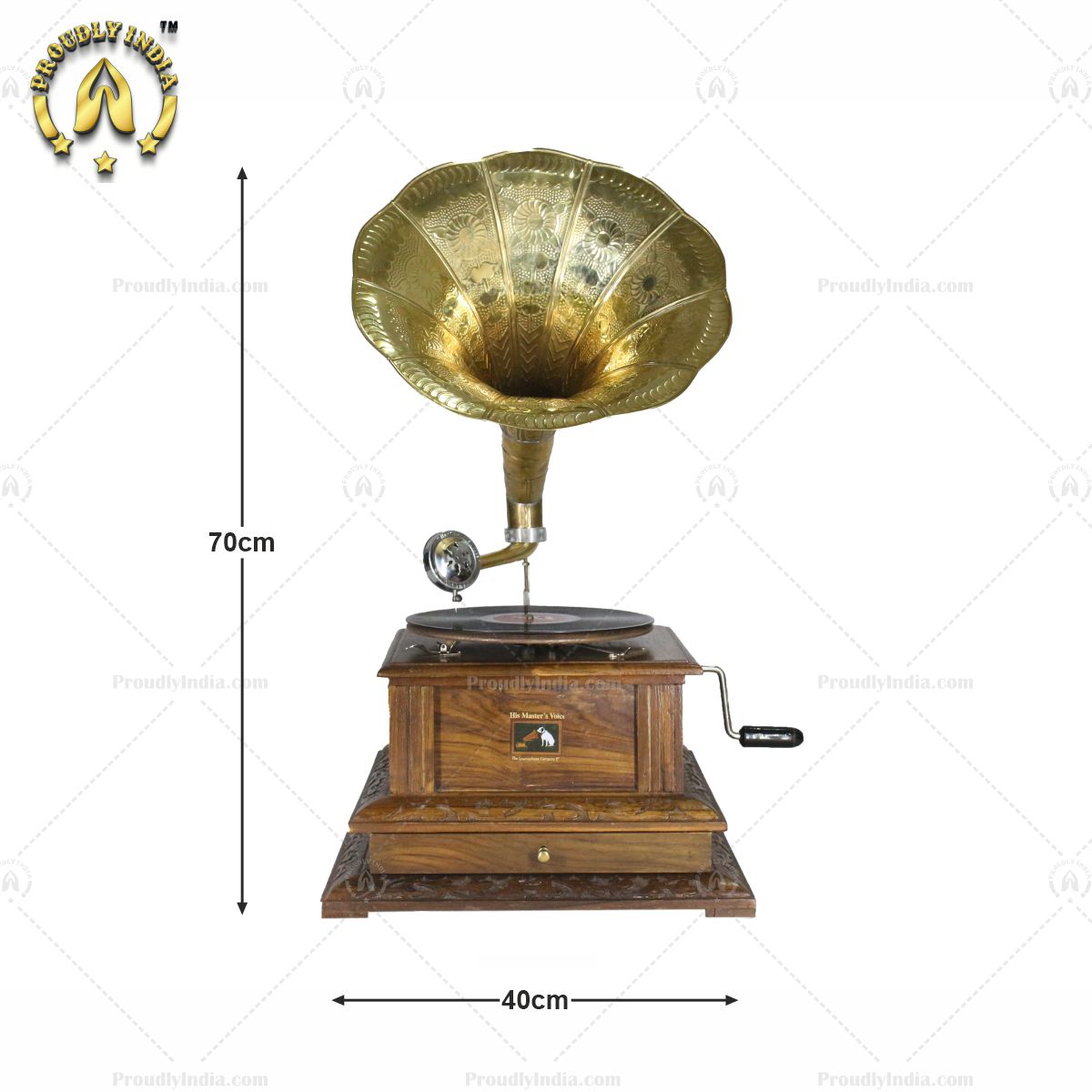HMV Drawer Gramophone With Gold Brass Horn